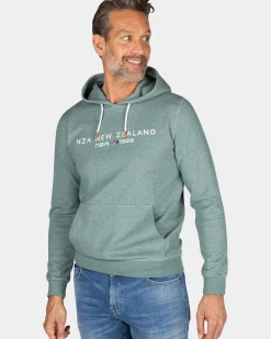 Groene hoodie met tekst op de borst - Pebble Green