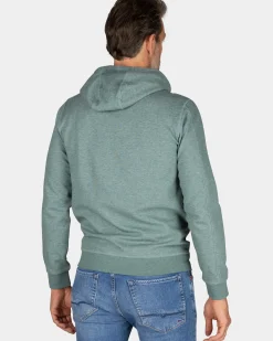 Groene hoodie met tekst op de borst - Pebble Green