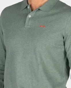Groene katoenen longsleeve polo