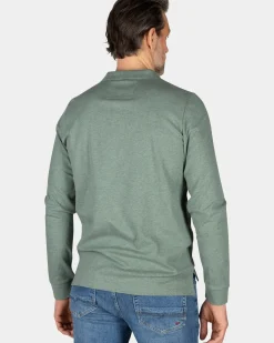 Groene katoenen longsleeve polo