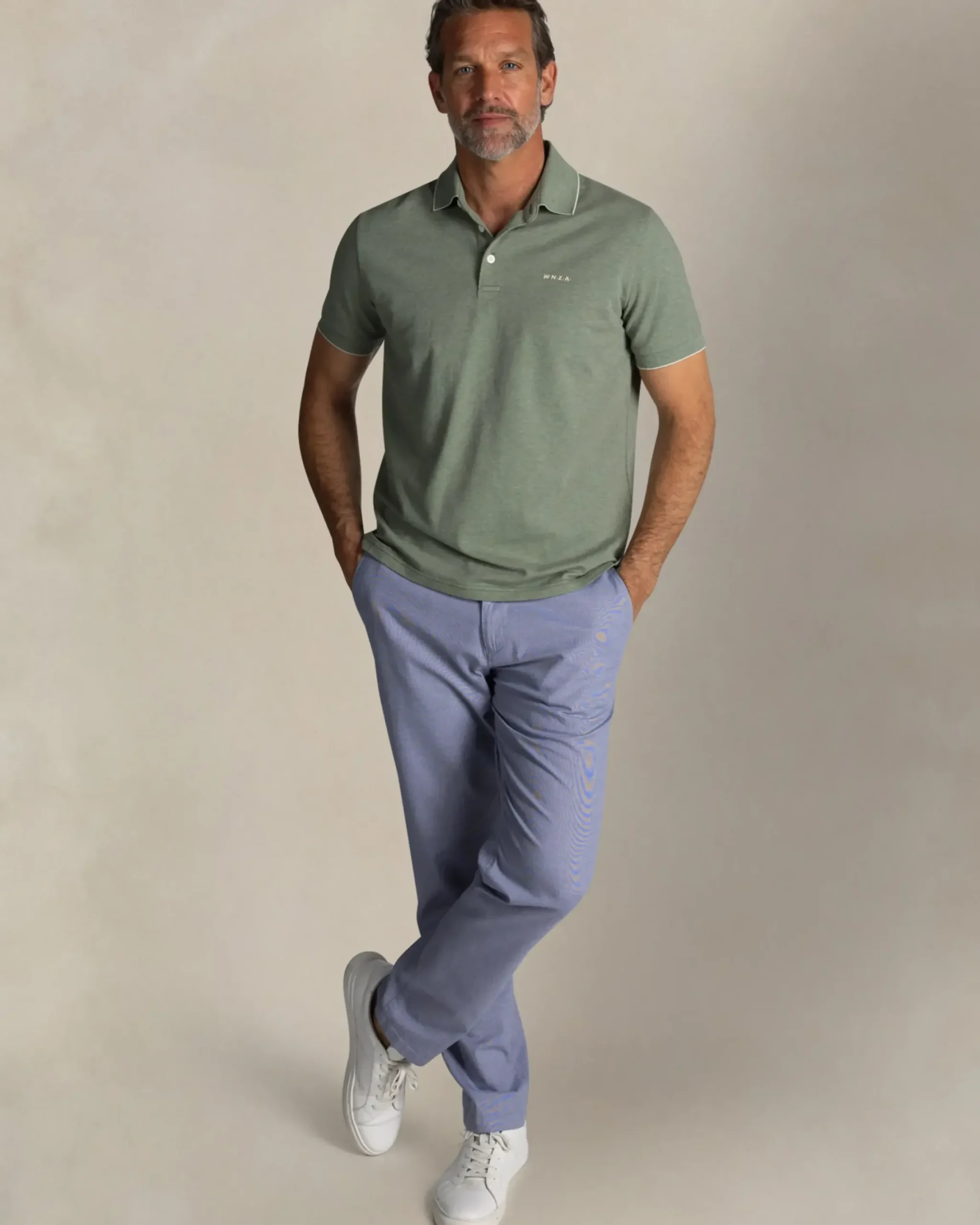 Groene katoenen stretch polo