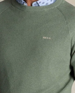 Groene katoenen trui met ronde hals