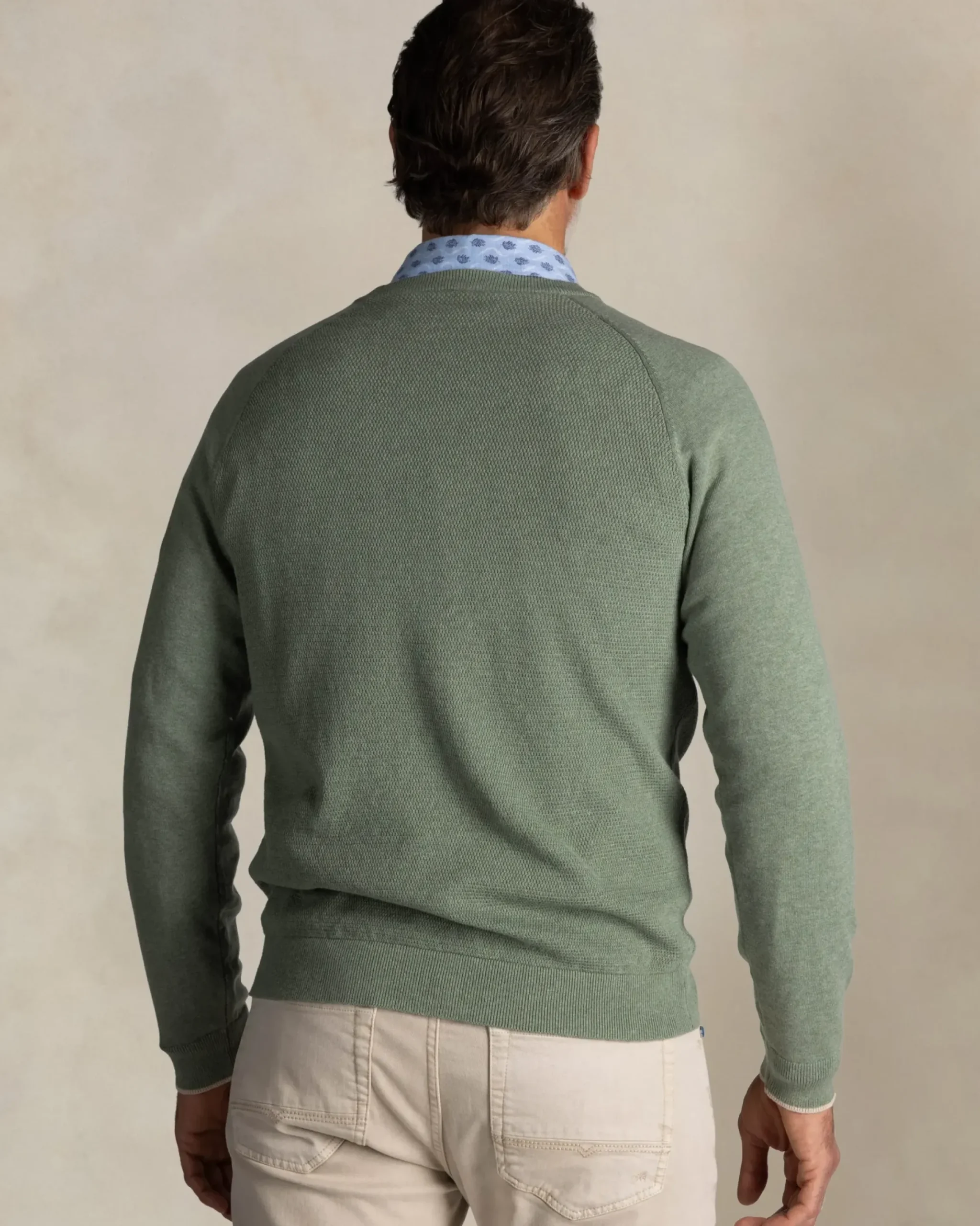 Groene katoenen trui met ronde hals
