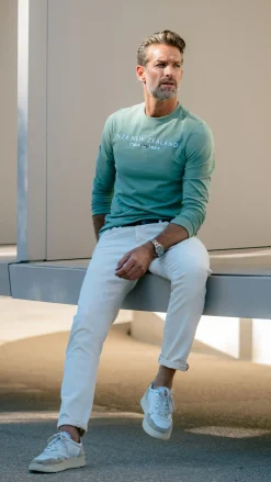 Groene longsleeve met ronde hals - Sage