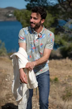 Groene polo met bloemenprint - Misty Army