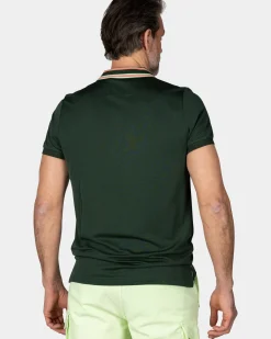 Groene polo met gestreepte kraag