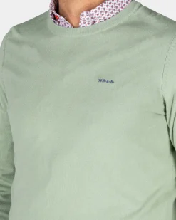 Groene trui met ronde hals