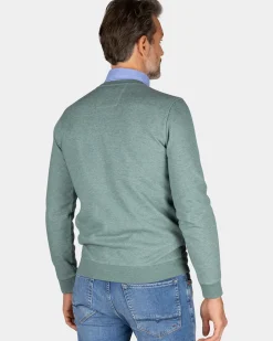 Groene trui met tekst op de borst - Pebble Green