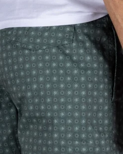 Groene zwembroek met print en lichtgele details