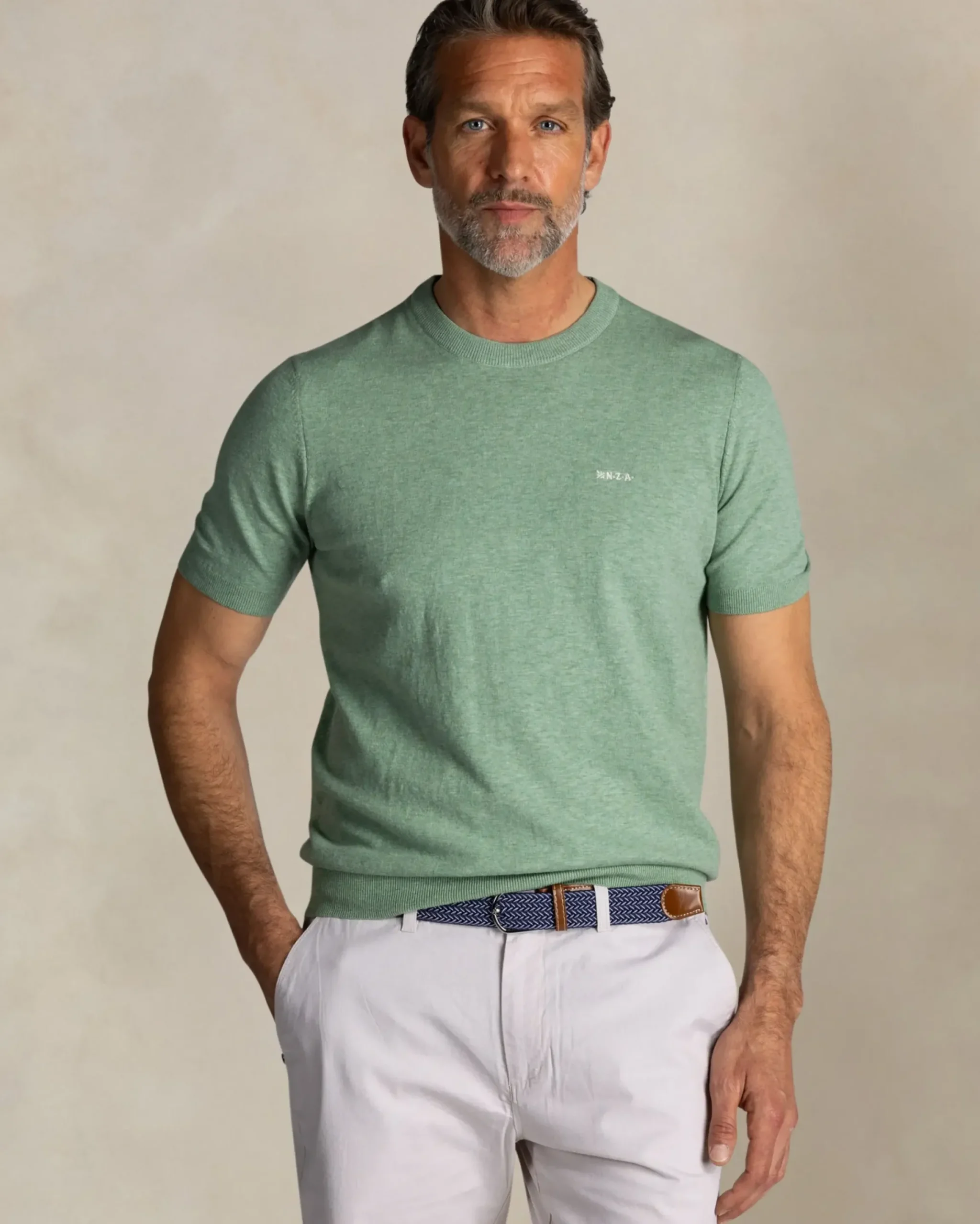 Groen katoenen gebreid T-shirt