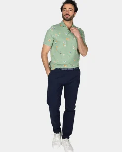Groen poloshirt met bladprint
