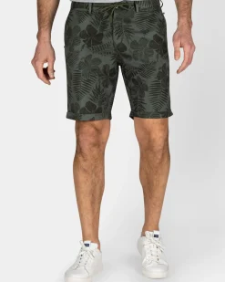 Groen short met bladprint