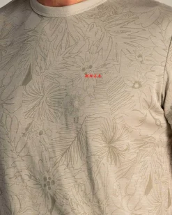 Groen t-shirt met ronde hals en bladprint