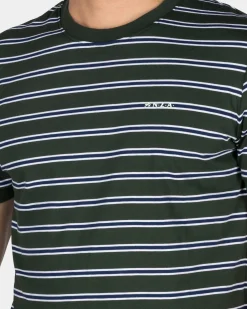 Groen-wit gestreept katoenen t-shirt
