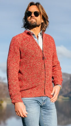 Grofgebreid rood vest - Reef Red