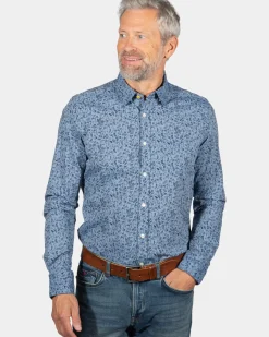 Hochstetter overhemd met bloemenprint - Storm Blue