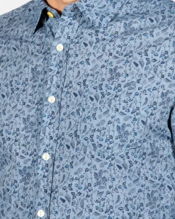 Hochstetter overhemd met bloemenprint - Storm Blue