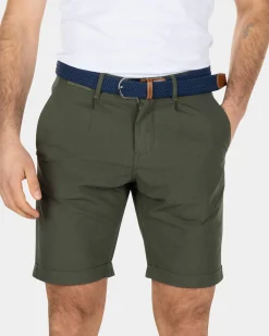 Katoenen chino korte broek - Army