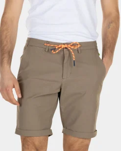 Katoenen chino korte broek met aantrekkoord - Stone
