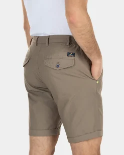 Katoenen chino korte broek met aantrekkoord - Stone