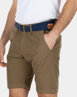 Katoenen chino korte broek - Tobacco Brown