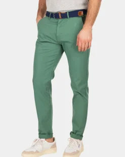 Katoenen chino met stretch - aMazoN greeN