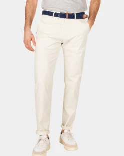 Katoenen chino met stretch - Cream