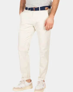 Katoenen chino met stretch - Cream
