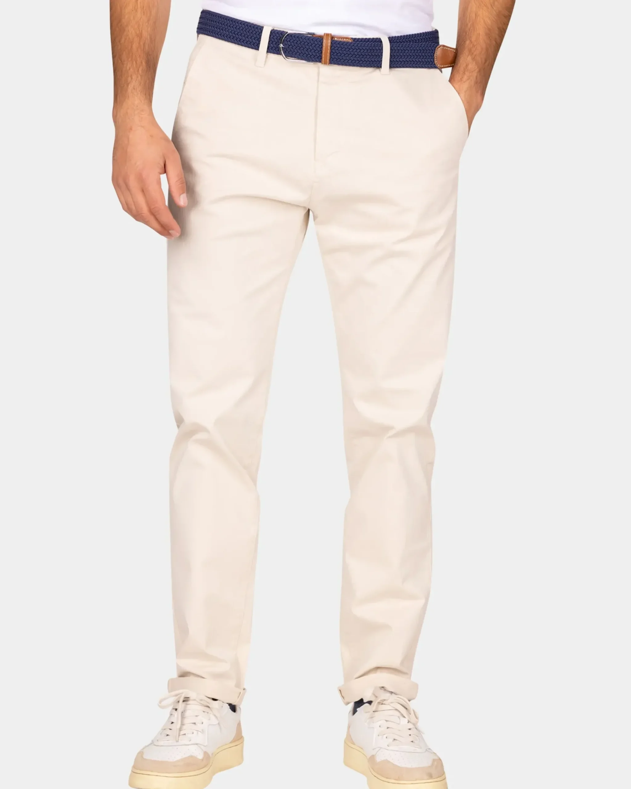 Katoenen ecru chino - Powder Sand