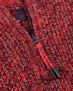 Katoenen effen trui met halve rits - Carmine red