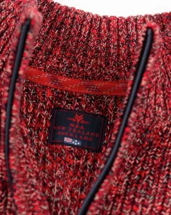 Katoenen effen trui met halve rits - Carmine red