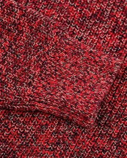 Katoenen effen trui met halve rits - Carmine red