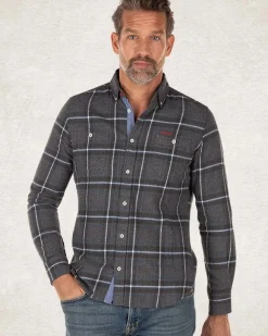 Katoenen flannel overhemd - Grey Melange