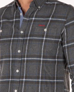 Katoenen flannel overhemd - Grey Melange