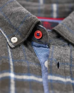 Katoenen flannel overhemd - Grey Melange