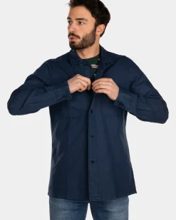 Katoenen linnen overshirt - Key Navy