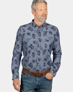 Katoenen overhemd met bloemenprint South Mavora - Storm Blue