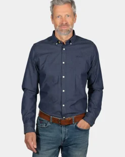 Katoenen overhemd met lange mouwen Mangatawhiri - Ink Navy