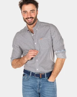 Katoenen overhemd met stippen - Dusk Navy