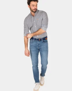 Katoenen overhemd met stippen - Dusk Navy