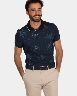 Katoenen polo met print - Key Navy
