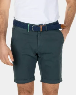 Katoenen stretch chino shorts - Green Grey