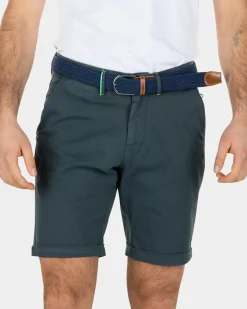 Katoenen stretch chino shorts - Green Grey