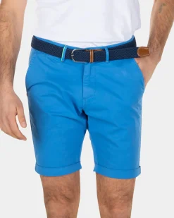 Katoenen stretch chino shorts Blauw
