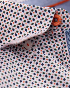 Katoenen stretch overhemd met print - Sahara Sand