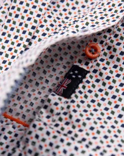 Katoenen stretch overhemd met print - Sahara Sand