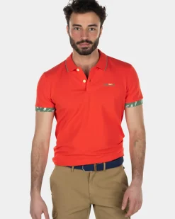 Katoenen stretch polo - Orange Red