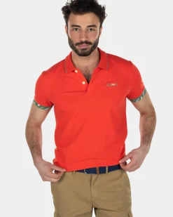Katoenen stretch polo - Orange Red