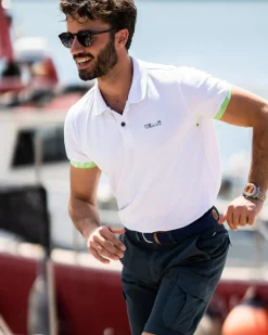 Katoenen stretch polo - White