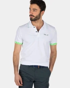 Katoenen stretch polo - White